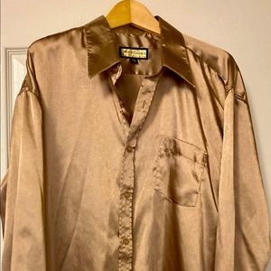 Men’s Long Sleeve XXL Satin Finish 18 inch Neck Gold Dress Shirt